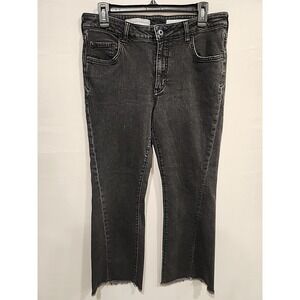 Pilcro and The Letterpress Anthropologie‎ High-rise Flare Size 30 Black Raw Hem